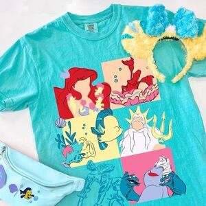 Disney The Little Mermaid Ariel, Flounder, Sebastian Inspired Short Sleeve Shirt